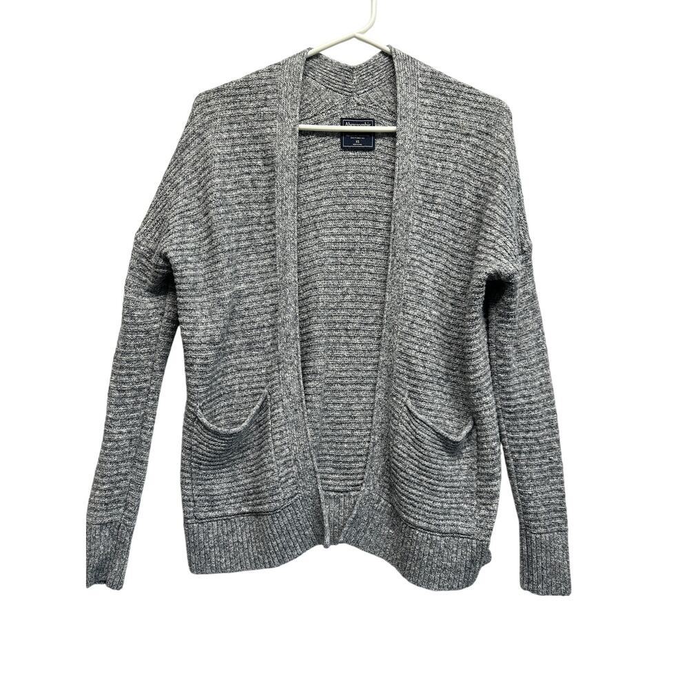 Abercrombie‎ & Fitch Gray Ribbed Open Front Cardigan Sweater Women's XS